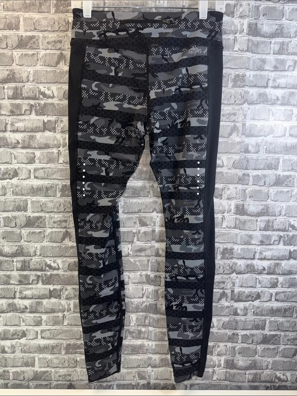 Nike Running Black & Gray Camo Performance Leggings